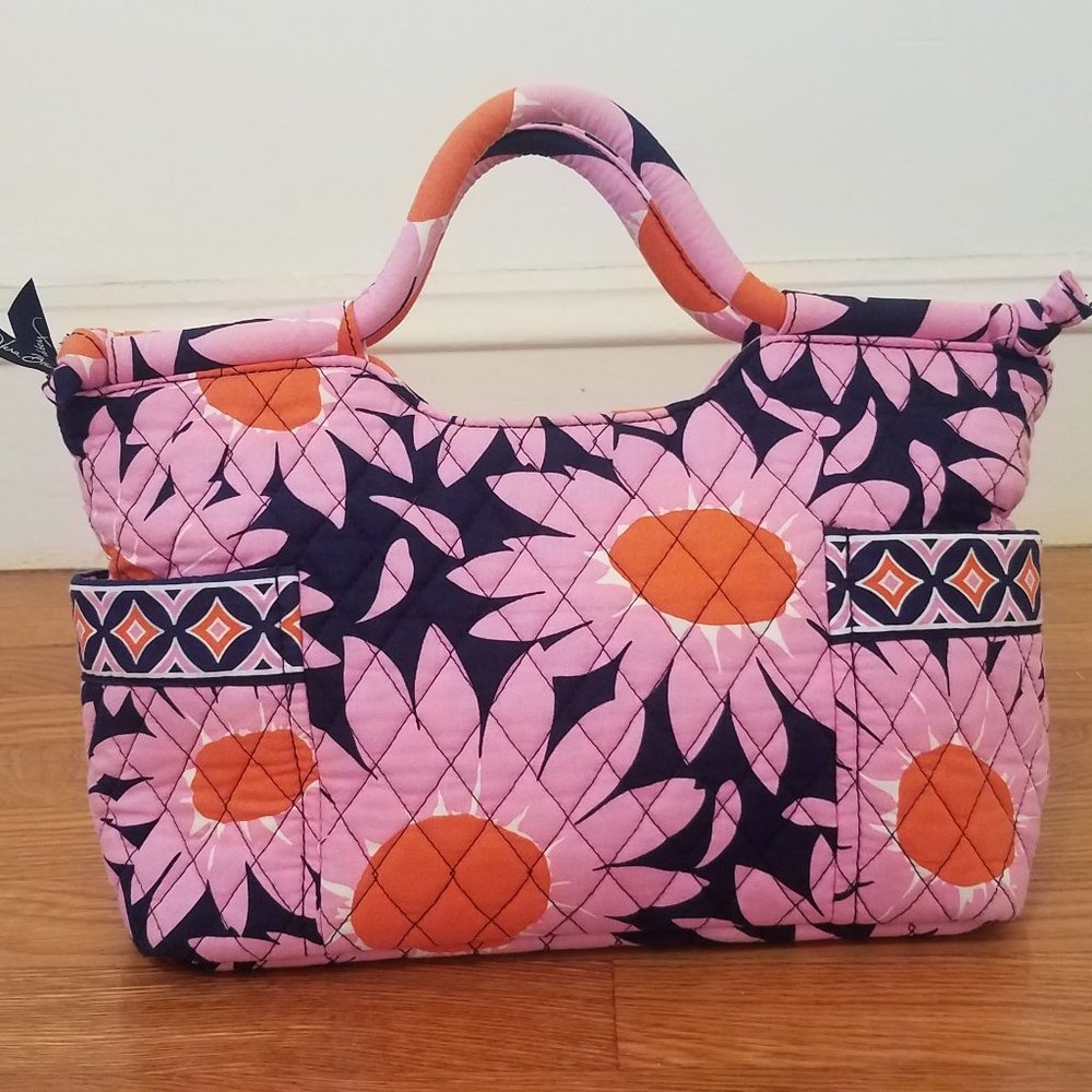 Vera Bradley flower pink orange handle purse